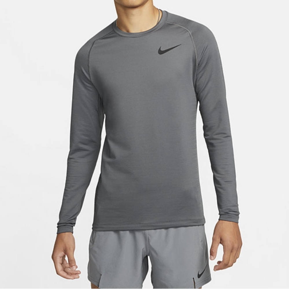 NIKE Pro Dri-Fit Slim Fit Long-Sleeve Grey Gym Workout Top M